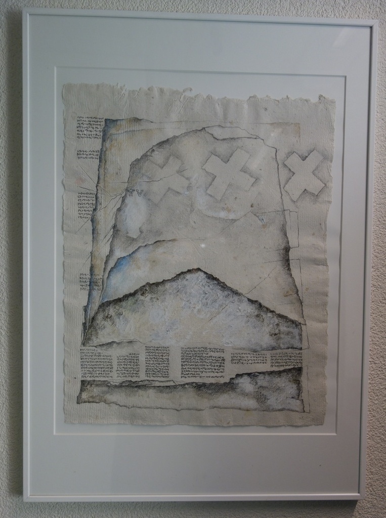 Tineke van Trigt, tekening op geschept papier, Tekens III kopen? Bied vanaf 60!