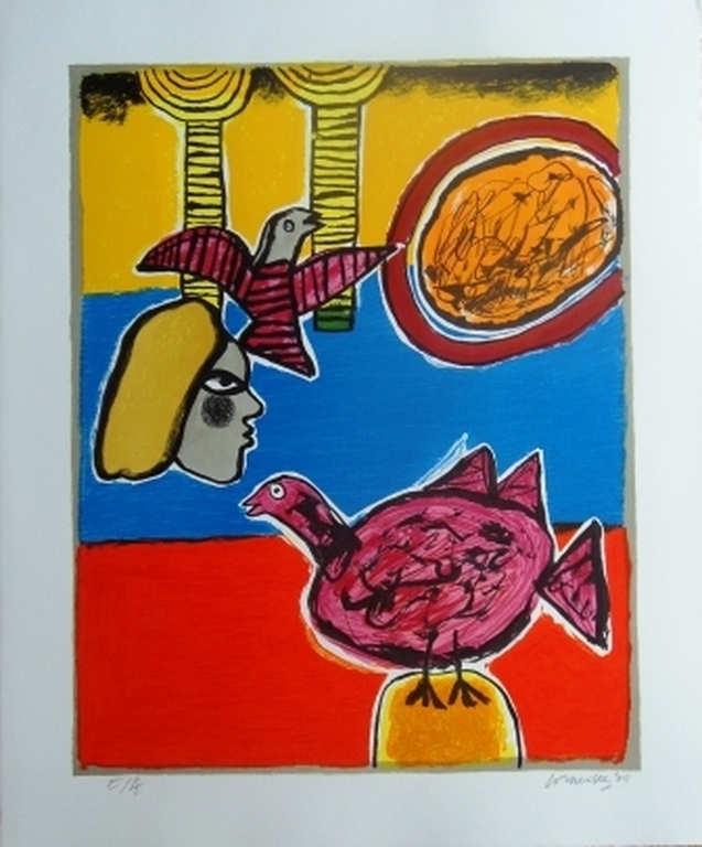 Corneille: vrouw,zon en kivu vogel verkocht voor € 61!