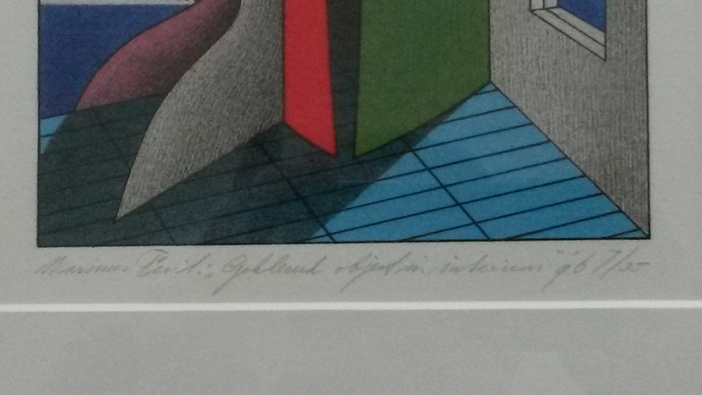 Marinus Fuit - litho - Gekleurd object in interieur - ingelijst kopen? Bied vanaf 40!