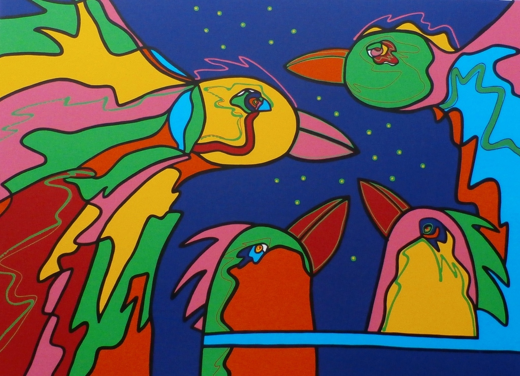 Marianne Naerebout - grote zeefdruk:There is no fear, where there is faith -1998 verkocht voor € 80!