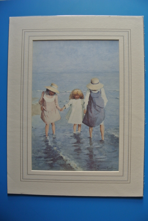 EDWARD VAN GOETHEM. 5 Aquarellen in passe-partout.-AAN HET WATER- Lithografie. kopen? Bied vanaf 75!