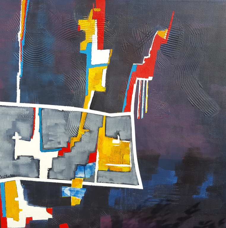Paul Vincken (1952-2014) - Abstracte compositie - Acryl op doek (groot), gesign. verkocht voor € 595!