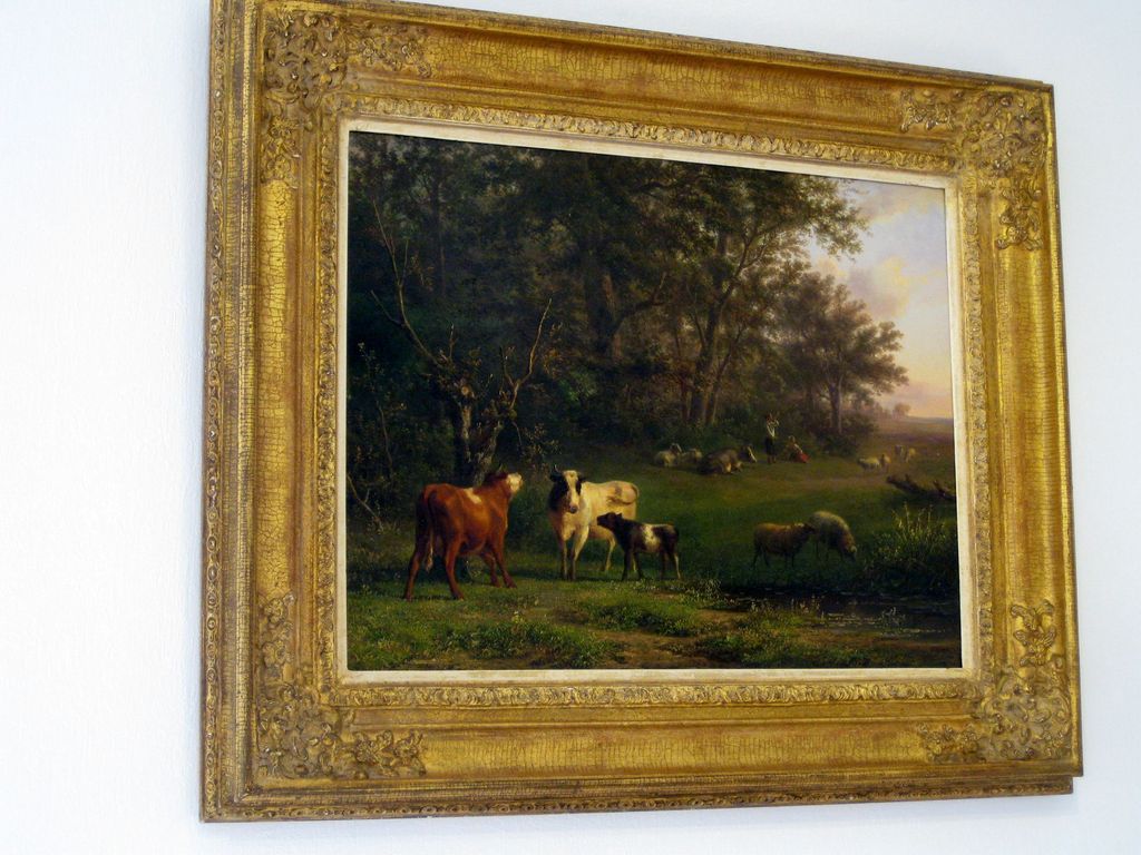 Jan Bedijs Tom 1813-1894: olie op paneel, Herderpaar met vee bij een beek kopen? Bied vanaf 4500!