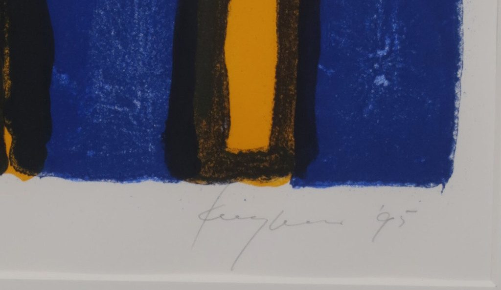 Theo Kuijpers: Litho, Z.T. (blauw/geel) - Ingelijst kopen? Bied vanaf 35!