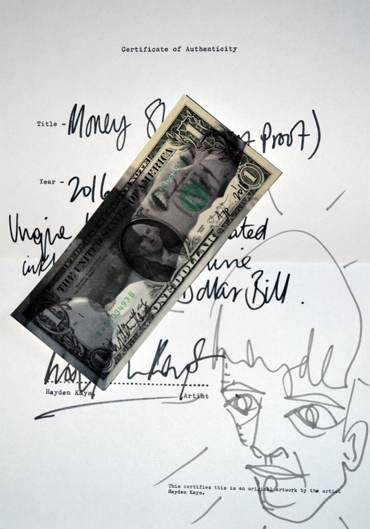 Hayden Kays, inkjet op dollar biljet, "Money Shot" kopen? Bied vanaf 200!