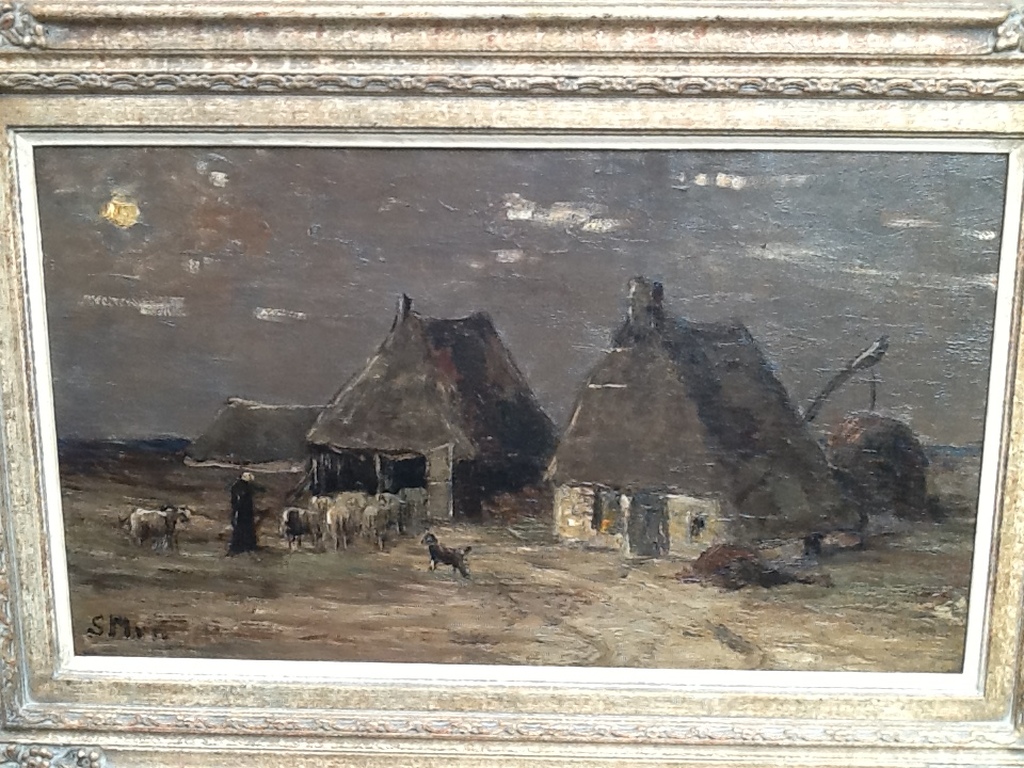 Sientje Mesdag van Houten, olieverf, doek. Schapen bij de kooi, Drenthe. de  kopen? Bied vanaf 1800!