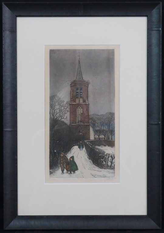 Tjeerd Bottema: Ets, Torentje van Laren - Ingelijst kopen? Bied vanaf 50!