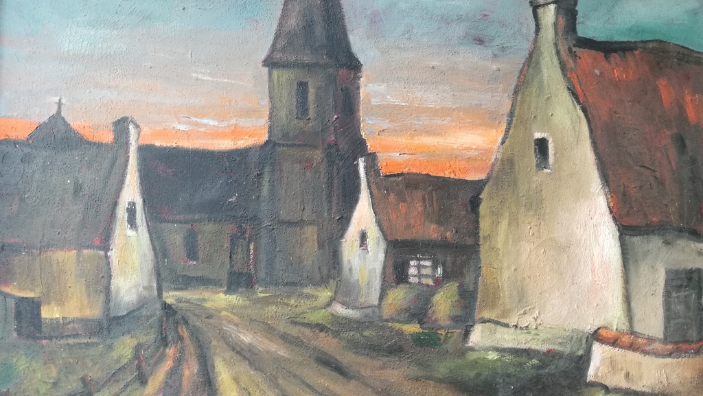 Onbekend kunstenaar (eind 19de eeuw), Olieverf op doek, Dorpzicht kopen? Bied vanaf 25!