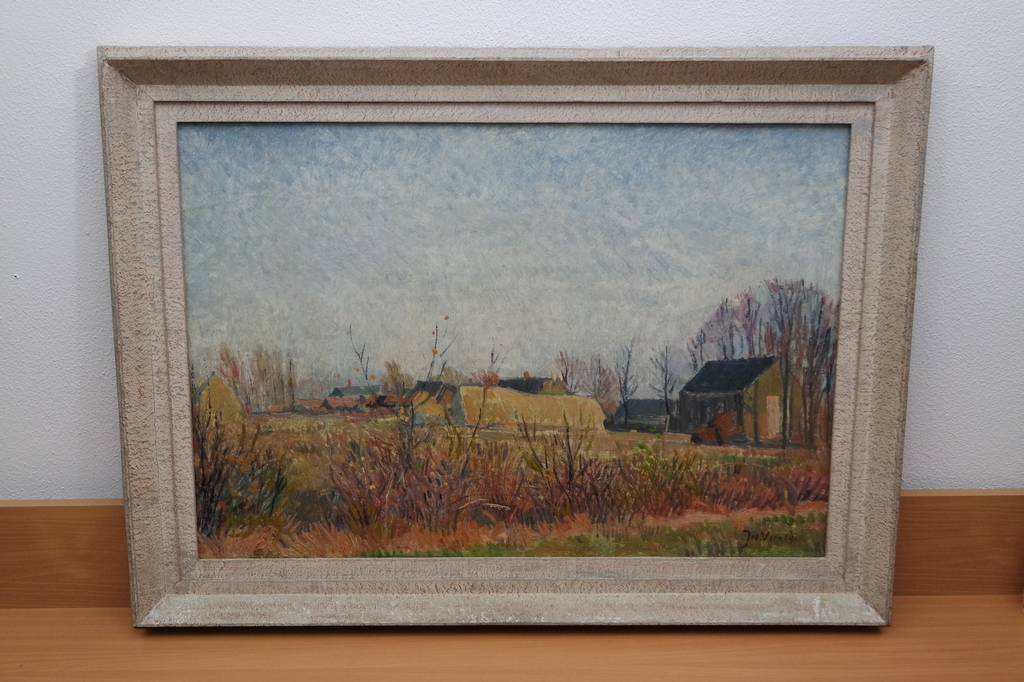 Josef Verheijen ( 1899-1976 ) - olieverf op doek - boerderijen in de herfst verkocht voor € 190!