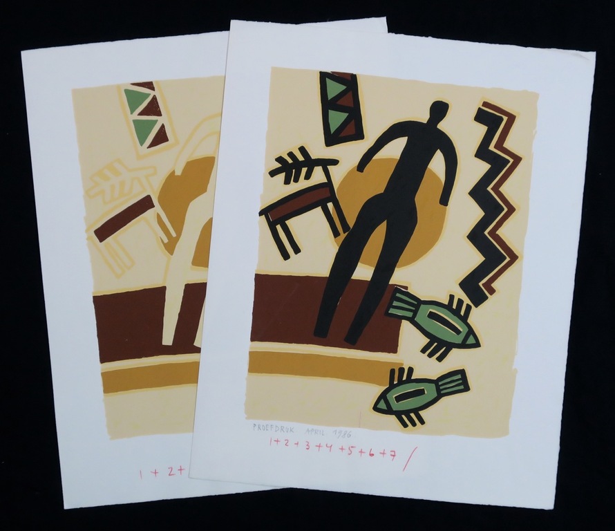 Lot met 2 zeefdrukken van Ferenc Gogos: Proefdrukken van werk zonder titels kopen? Bied vanaf 50!