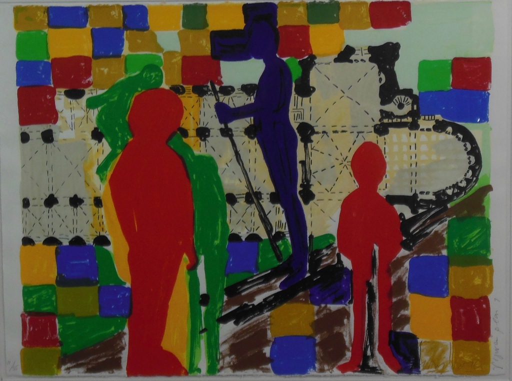 Cees Dolk: Zeefdruk, Figuren plan I - Ingelijst kopen? Bied vanaf 35!