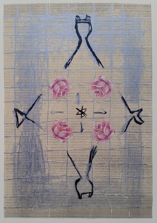 Jessica Keppel, Zeefdruk, gesigneerd, Compositie met rozen kopen? Bied vanaf 20!