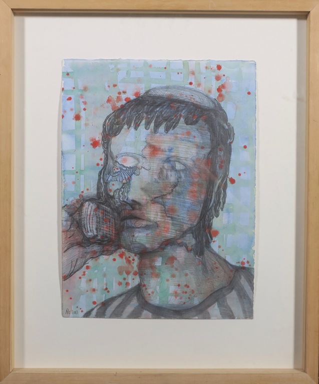 Robbie Cornelissen: Potlood en Aquarel, Portret - Ingelijst kopen? Bied vanaf 200!