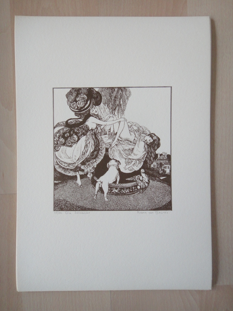 Franz von Bayros (1866-1924) -litho's-Die blauwe Feder/Die Sonnenuhr kopen? Bied vanaf 1!