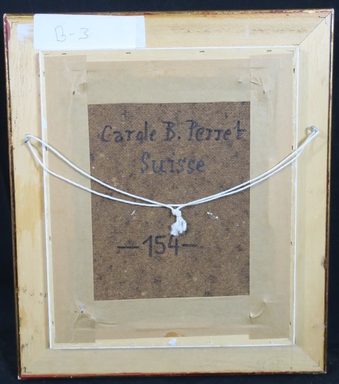 Carole B. Perret: Olieverf op board, Harlekijn met circuspaard - Ingelijst kopen? Bied vanaf 150!