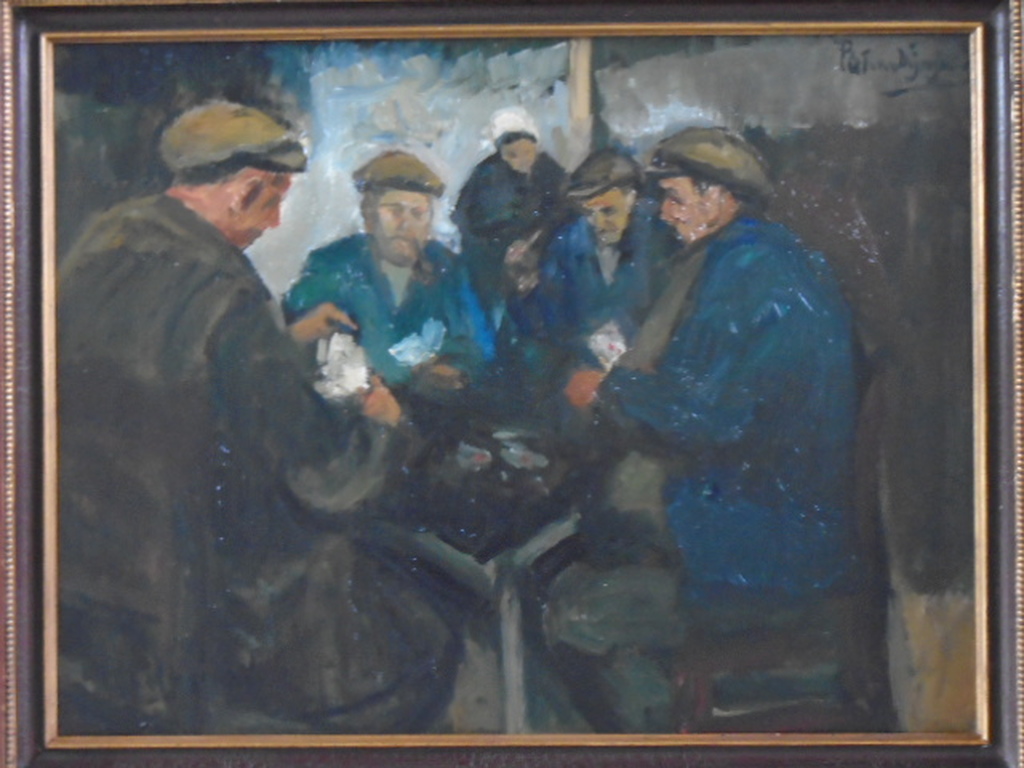 Piet van Wijngaerdt - olieverf - Kaartspelende boeren (Heeze) kopen? Bied vanaf 795!