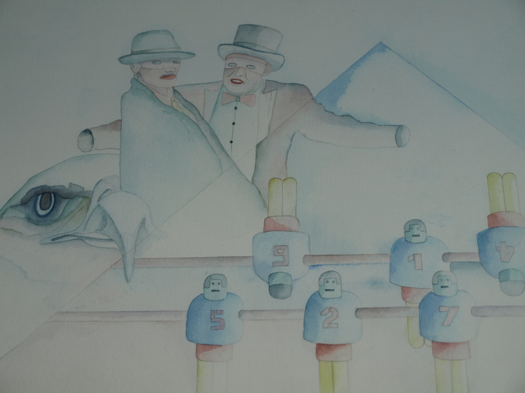 Ron Thuis – Aquarel – Tafelvoetbal – Gesigneerd & ingelijst - 1984 kopen? Bied vanaf 1!