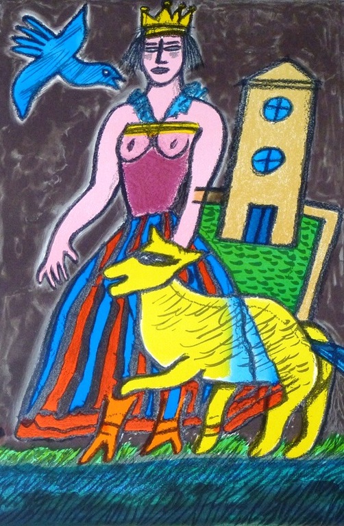 Corneille, grote zeefdruk: La reine du Monde, 1998 handgesigneerd en genummerd kopen? Bied vanaf 299!