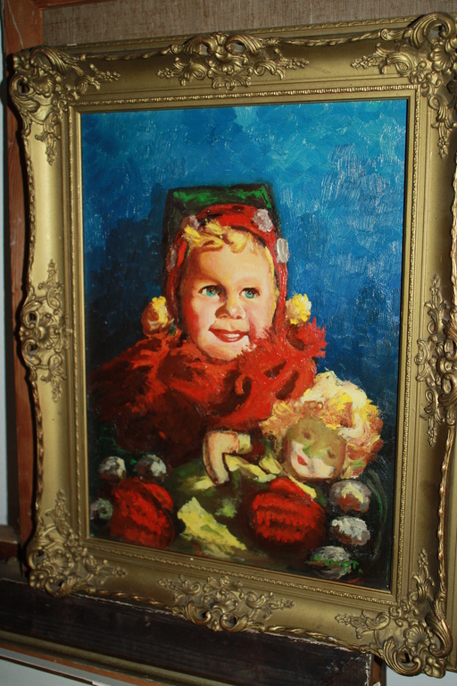 PORTRET MEISJE MET POP - OLIEVERF kopen? Bied vanaf 100!