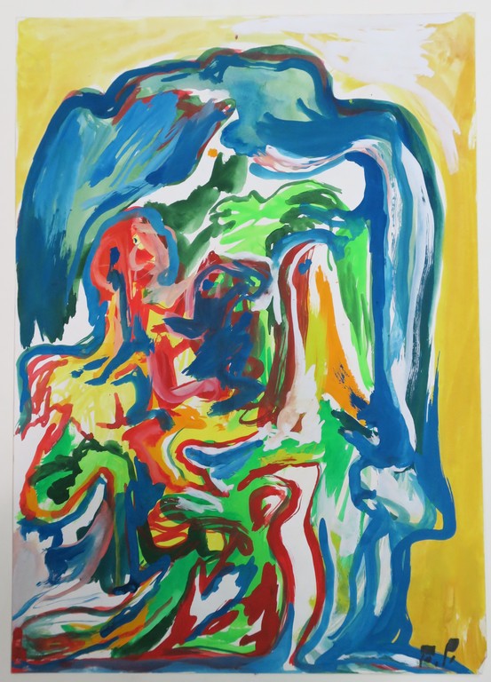 Finn Pedersen: Acryl en Aquarel op papier, Z.T. fantasievoorstelling verkocht voor € 170!