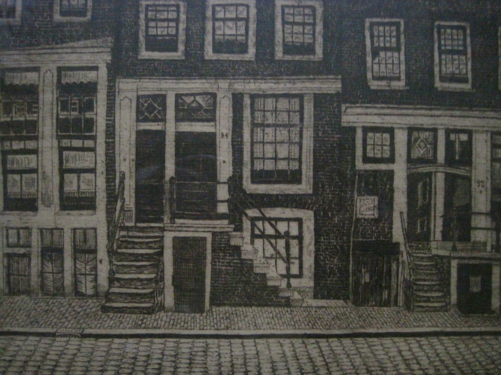 Sal Meijer 1877-1965 - Ets Amsterdam grachtenhuizen - handgesigneerd  kopen? Bied vanaf 1!