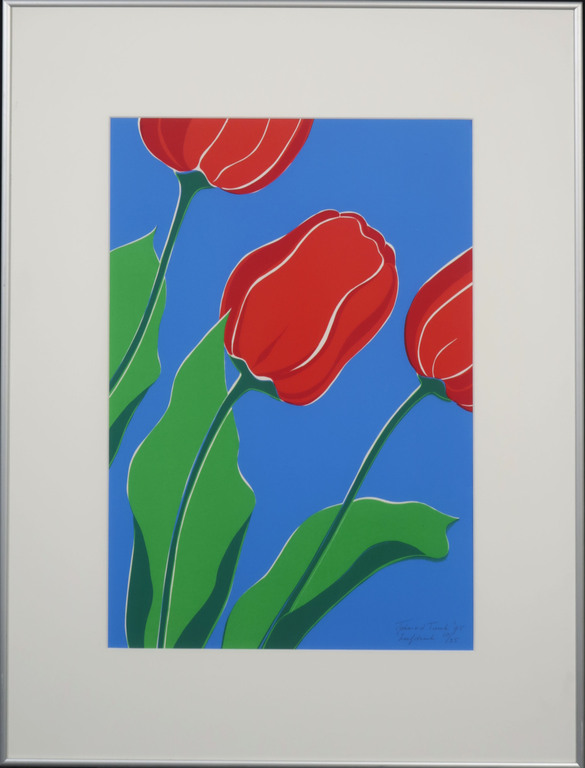 Joke van der Tuuk: Zeefdruk, Tulpen - Ingelijst kopen? Bied vanaf 20!