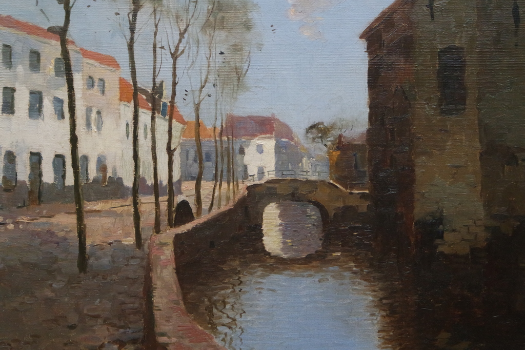 Christiaan Soer (1882-1961) - olieverf op doek - straatje met gracht verkocht voor € 275!