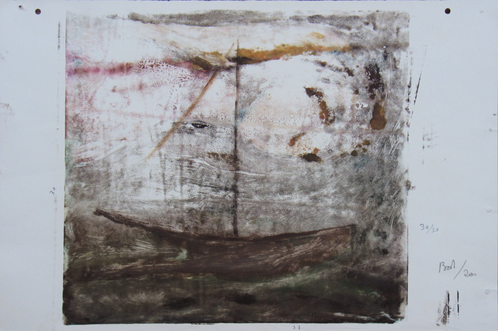 Boot - olieverf/monotype op papier - Irene Joffroy kopen? Bied vanaf 40!