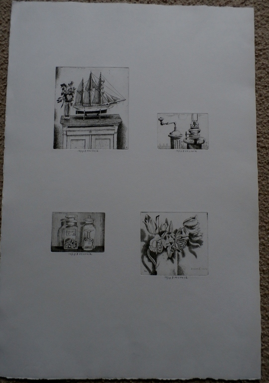 Herman Berserik, 4 handgesigneerde en genummerde etsen op 1 vel kopen? Bied vanaf 300!