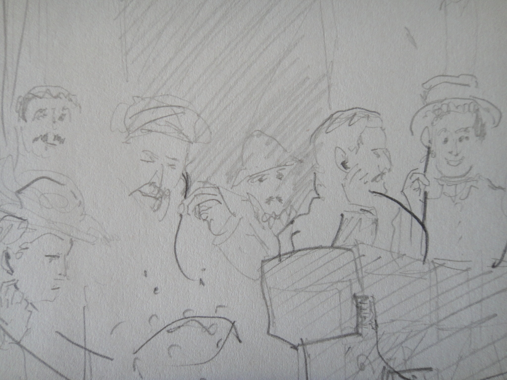 Jan Prins (1956) - tekening - luisterend gezelschap in het buitenland kopen? Bied vanaf 1!