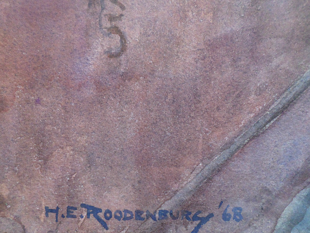 H.E. Roodenburg - St. Pietershof te Hoorn, aquarel (ingelijst) kopen? Bied vanaf 125!