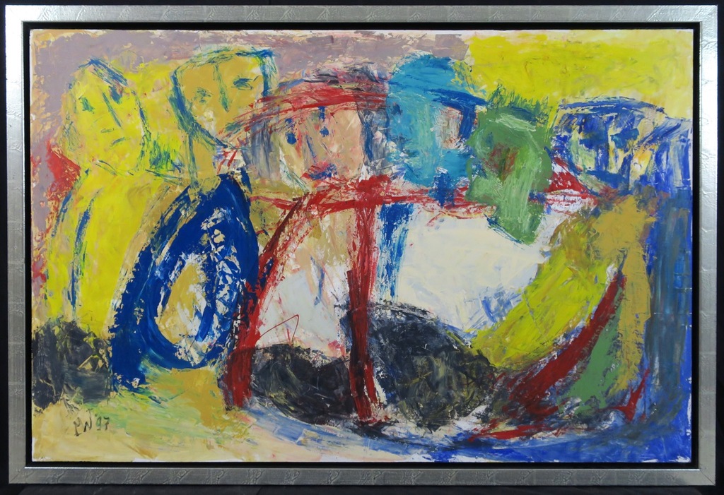 Martin van Wordragen: Olieverf op paneel,Wachten op de stoet - Ingelijst (groot) verkocht voor € 800!