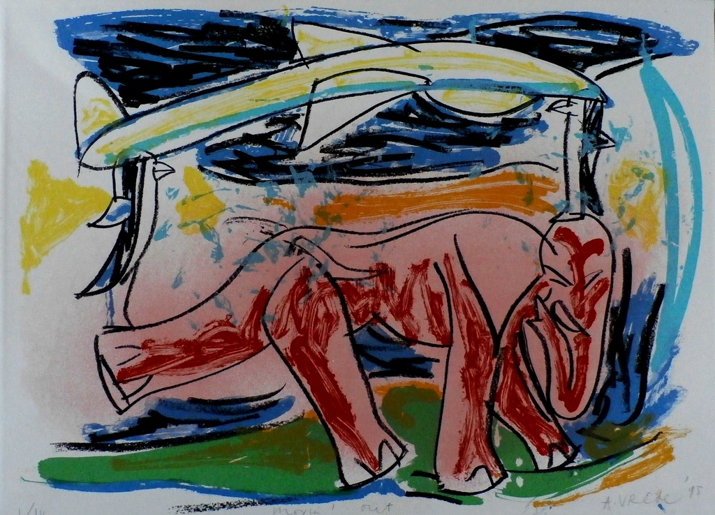 Anton Vrede - Zeefdruk - "movin out" - 1995 verkocht voor € 40!