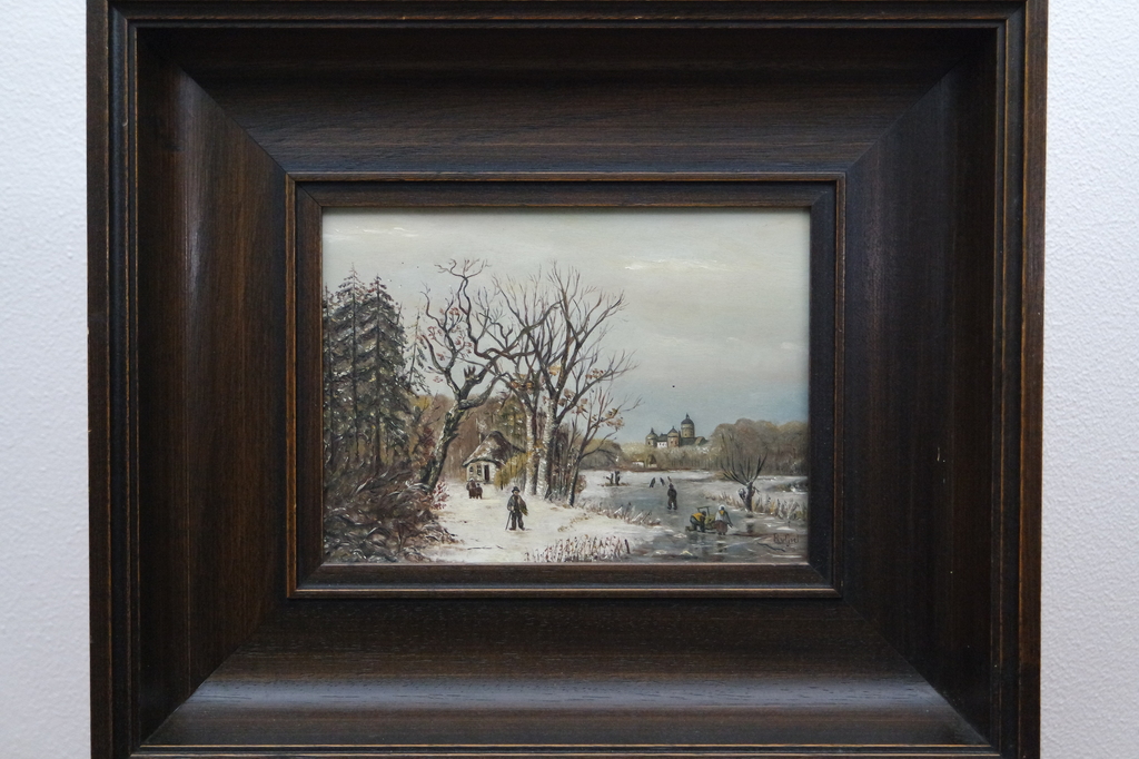 R. van Geel - Winterlandschap - olieverf op paneel - gesigneerd l.o. kopen? Bied vanaf 49!