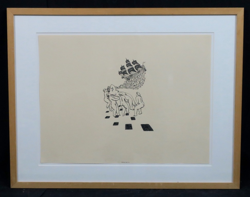 Hans van der Ham: Z/W Tekening, Z.T. - Ingelijst kopen? Bied vanaf 20!