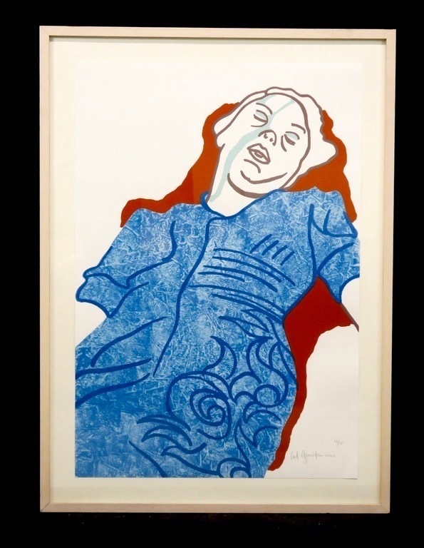 Ad Gerritsen: Zeefdruk, Slapende vrouw - Ingelijst kopen? Bied vanaf 1!