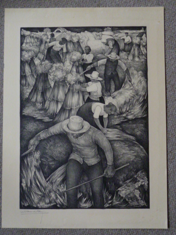 Willem van den Berg - litho - Oogstende boeren kopen? Bied vanaf 40!