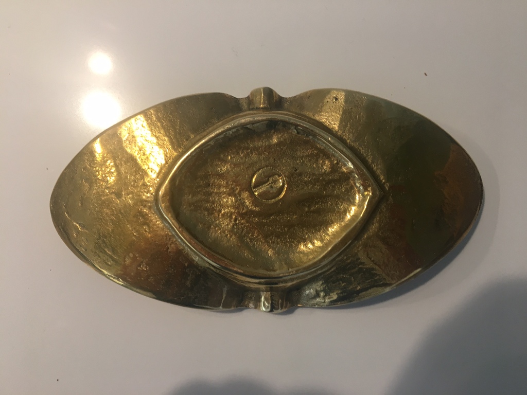 Art deco gestileerde geel koperen asbak - gemonogrammeerd kopen? Bied vanaf 14!