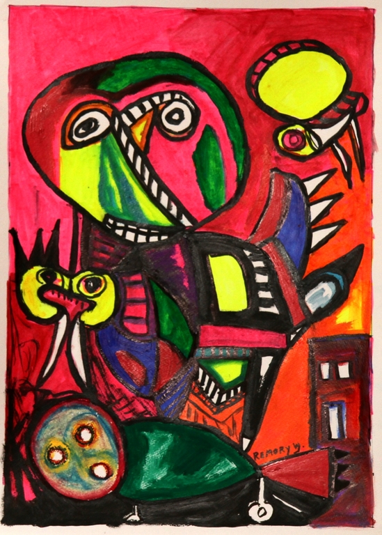 William Remory - William Remory - Origineel gesigneerd en ingelijst werk - Acryl op zwaar papier verkocht voor € 175!