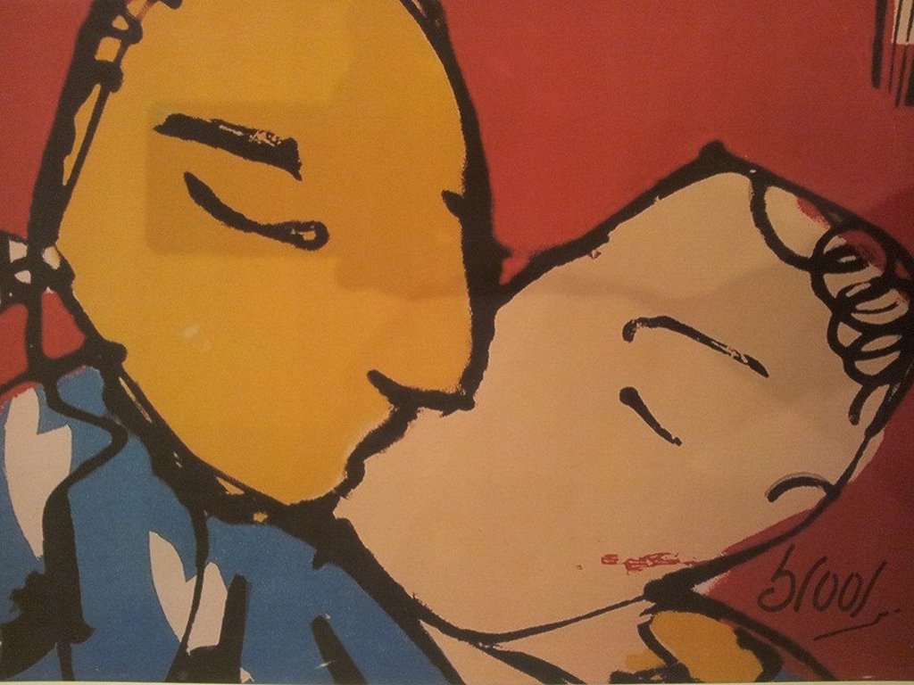 HERMAN BROOD - Zeefdruk op doek - KUSJE'' - Handgesigneerd - Gelimiteerde oplage : 12 / 50 verkocht voor € 240!