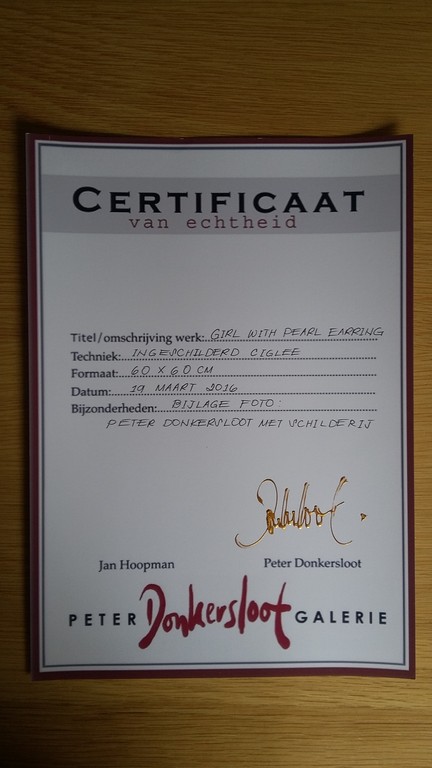 Peter Donkersloot Girl With Pearl Earring Ingeschilderd op Linnen. kopen? Bied vanaf 250!