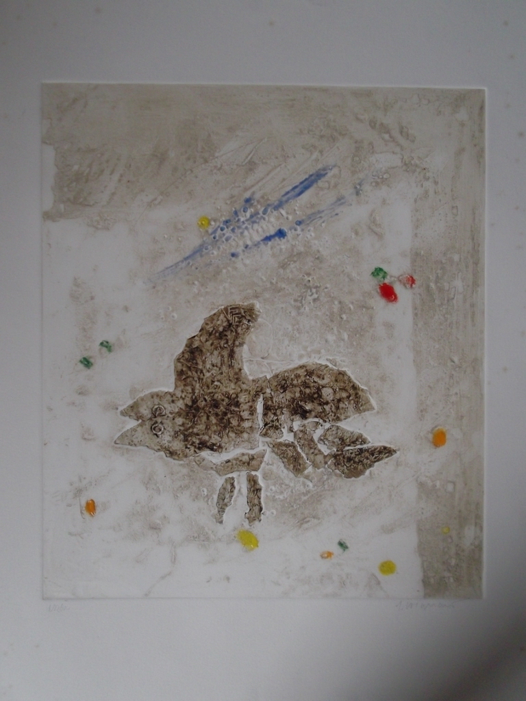 Zonder titel, lithografie, handgesigneerd rechts , afmeting 50 x 66,  verkocht voor € 80!