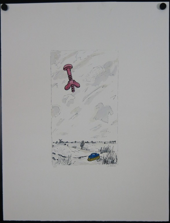 Pieter Holstein: Handgekleurde Litho, Landschap verkocht voor € 35!