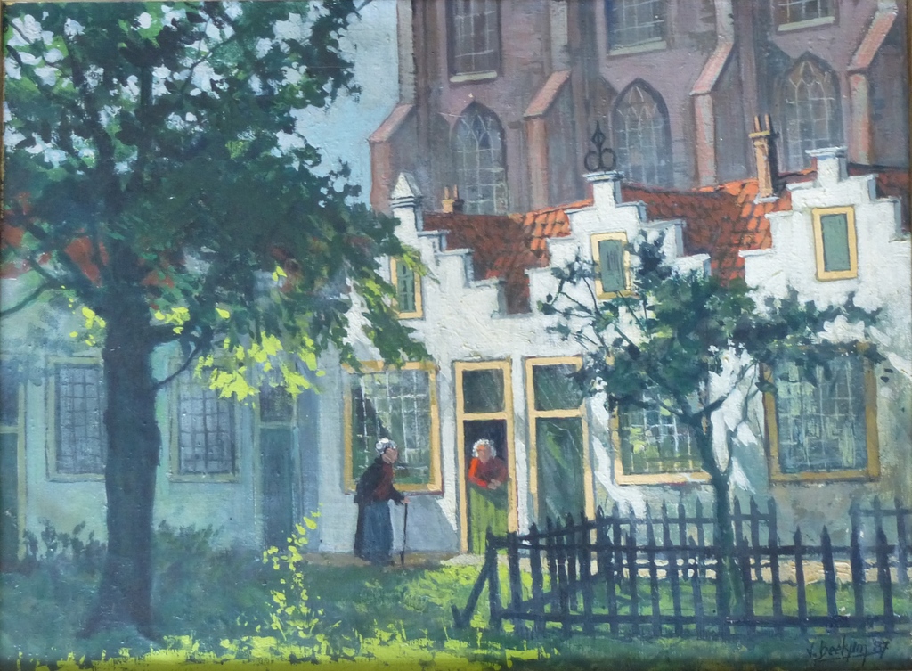 Karl Jacob van Beekum, schilderij: Haarlemmer hof, handgesigneerd, 1987 verkocht voor € 90!
