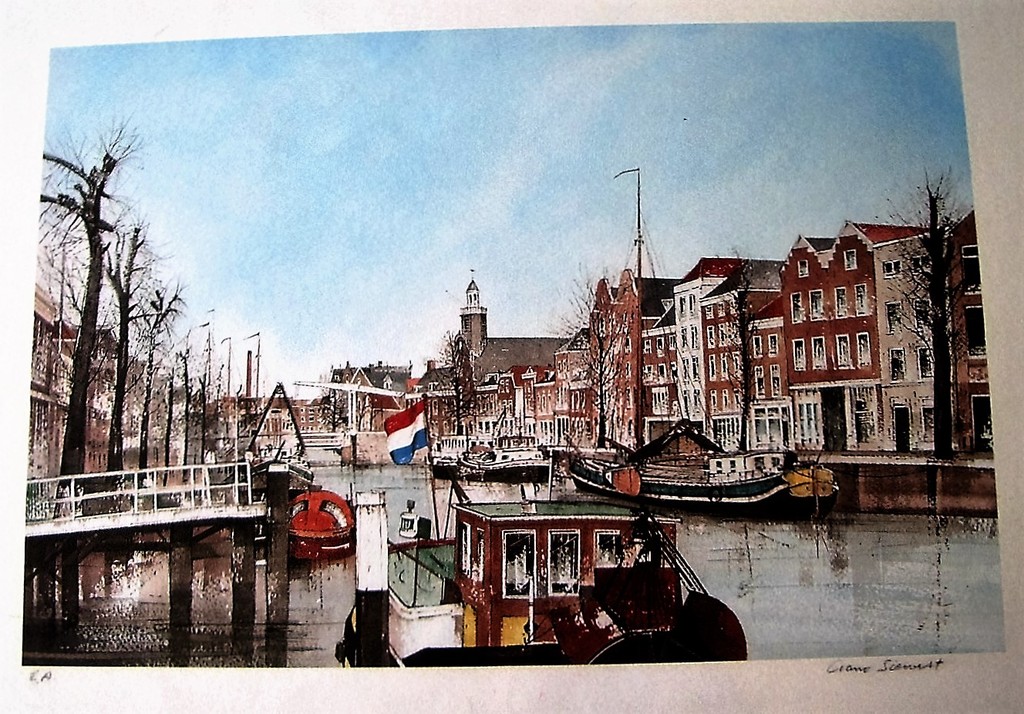 Ciano Siewert - Kleurenlitho, Voorhaven Rotterdam-Historisch Delfshaven verkocht voor € 275!