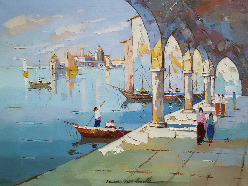 Venetië, olieverf op doek (ingelijst) verkocht voor € 125!