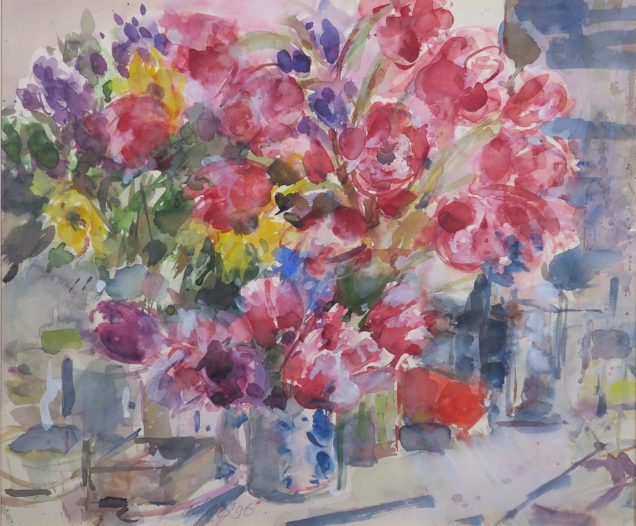Toon de Haas: Aquarel, Bloemstilleven III - Ingelijst kopen? Bied vanaf 60!