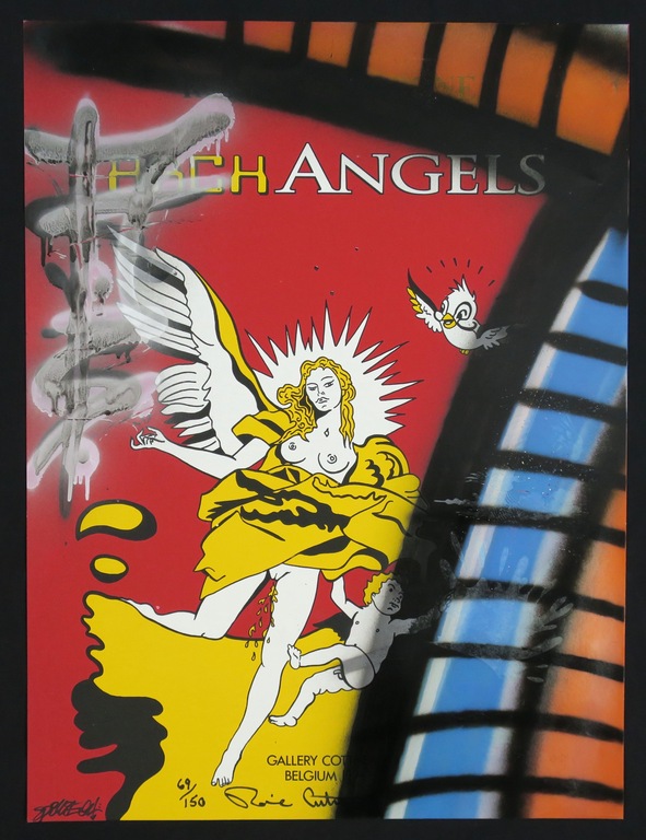 Ronnie Cutrone: Zeefdruk bewerkt met graffiti, Arch angels kopen? Bied vanaf 1!