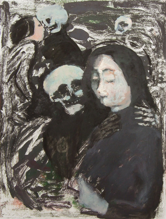 De Dood en De Vrouw - olieverf op papier - Irene Joffroy kopen? Bied vanaf 22!