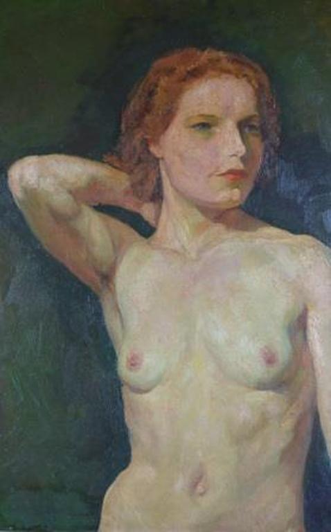 Onleesbare signatuur ( gewist ? ) naakt met arm in nek z.j. 50x80  kopen? Bied vanaf 250!